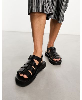 Selected Homme leather gladiator sandals in black