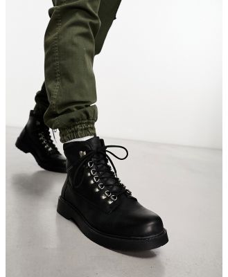 Selected Homme leather lace up boots in black