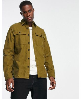 Selected Homme loose fit brushed overshirt in khaki-Green