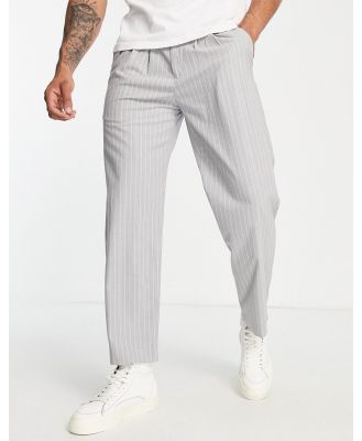 Selected Homme loose fit smart pants in grey pinstripe