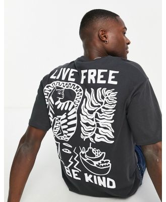 Selected Homme oversized t-shirt with live free back print in black