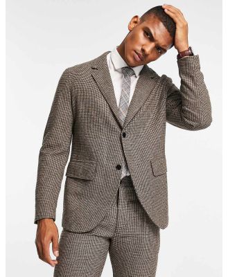 Selected Homme regular fit suit jacket in brown houndstooth