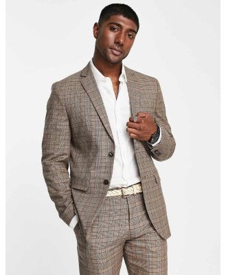 Selected Homme Slim Fit Suit Jacket In Brown Check