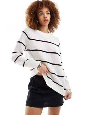 Selected Lola striped knit jumper in white