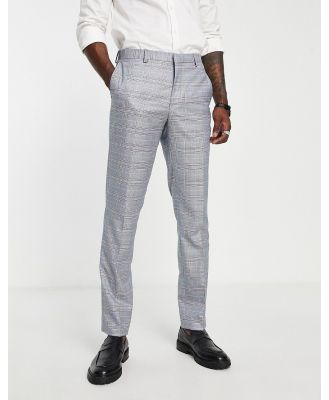 Shelby & Sons Earlswood slim fit check pants in grey-Green