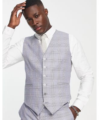 Shelby & Sons Earlswood slim fit single breasted check waistcoat in blue