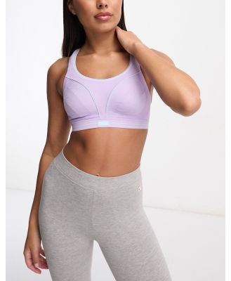 Shock Absorber Ultimate run sports bra in lilac with blue detail-Purple