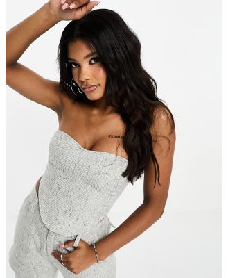 Simmi boucle corset top in silver (part of a set)