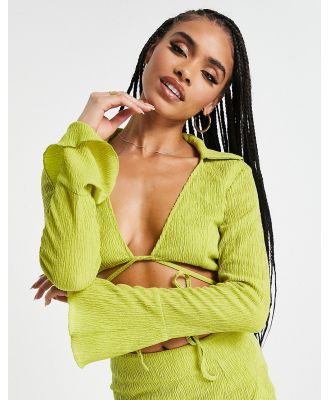 Simmi cropped strap detail shirt in lime (part of a set)-Green