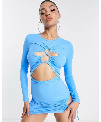 Simmi cut out bust and waist detail mini dress in blue