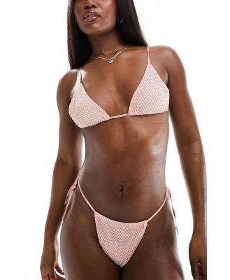 Simmi diamante netting triangle bikini top in baby pink (part of a set)