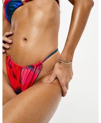 Simmi high leg bikini bottoms in red marble print (part of a set)-Multi