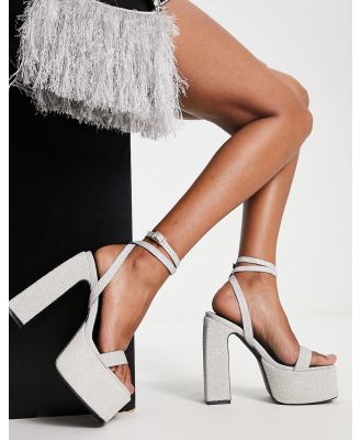 Simmi London glitter platform heeled sandals in silver