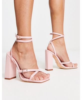 Simmi London Kimia strappy block heels in pink patent