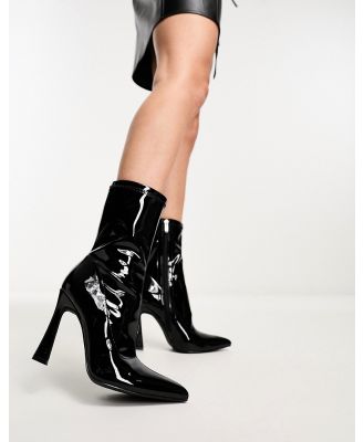 Simmi London Prince sock boots in black patent