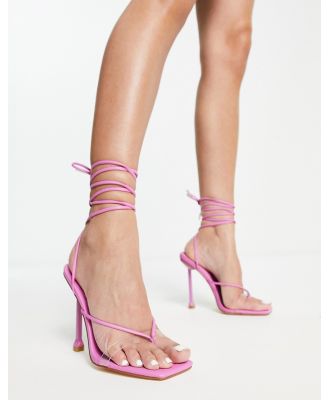 Simmi London Sarai toe thong lace up heels in pink