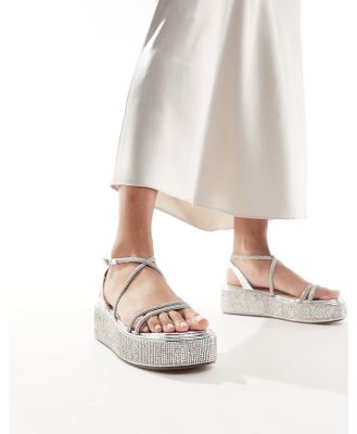 Simmi London Sea chunky flat sandals in embellished silver