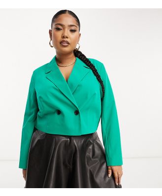 Simply Be cropped blazer in green