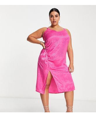 Simply Be ruched side slip dress in pink