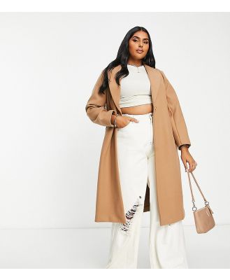Simply Be single breasted formal coat in camel-Brown