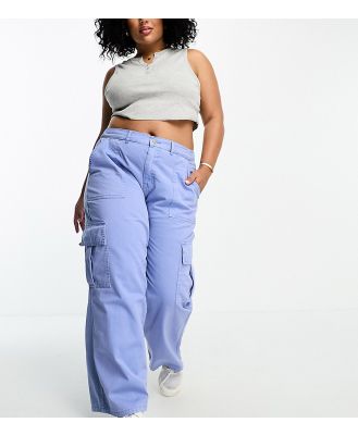 Simply Be straight leg cargo pants in blue
