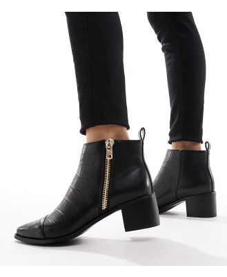 Simply Be Wide Fit ankle boots in black croc