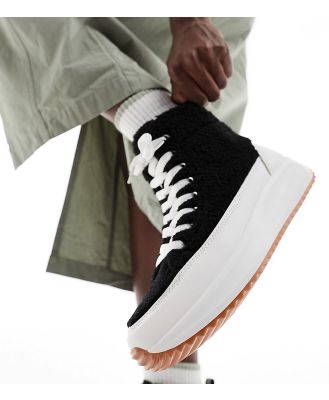 Simply Be Wide Fit flatform sneakers in black