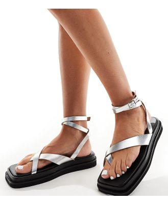 Simply Be Wide Fit sandals in silver