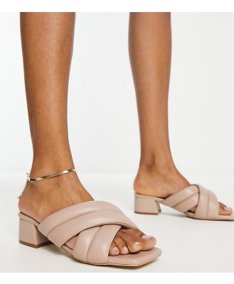 Simply Be Wide Fit soft padded mules in camel-Neutral