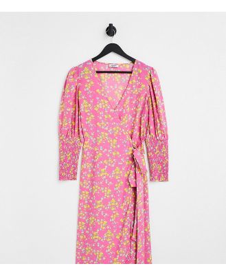 Simply Be wrap midi dress in pink floral