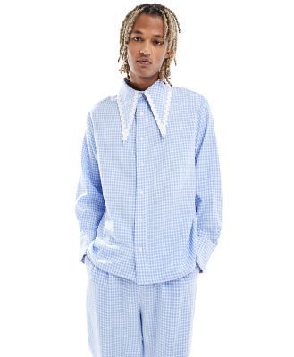 Sister Jane gingham shirt in blue (part of a set)