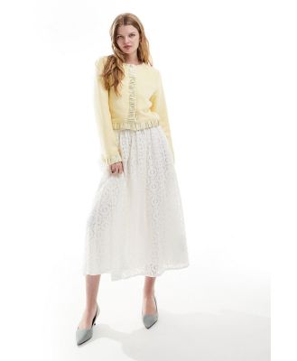 Sister Jane lace midaxi skirt in ivory (part of a set)-White