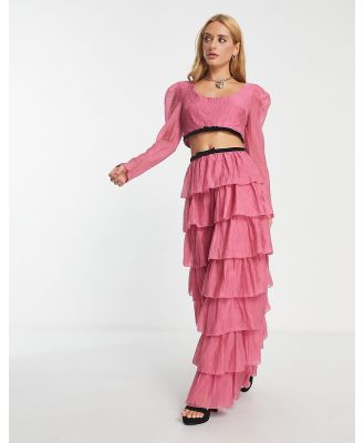 Sister Jane tiered maxi taffeta skirt in pink (part of a set)