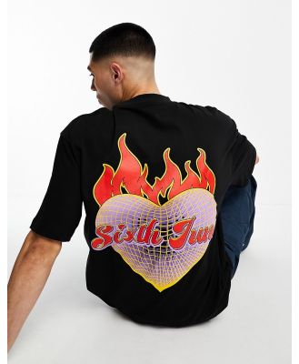 Sixth June fiery heart t-shirt in black