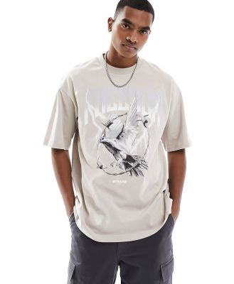Sixth June Freedom graphic t-shirt in beige-Neutra