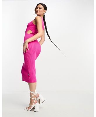 Sixth June knitted cut out midi dress in pink