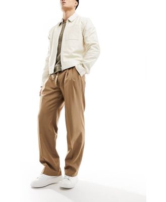 Sixth June oversized belted suit pants in brown