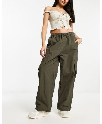 Sixth June parachute pants with tonal embroidery in taupe-Grey