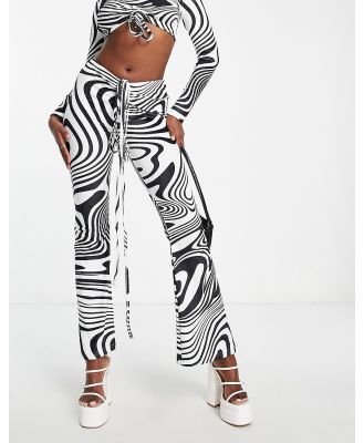 Sixth June psychedelic print pants in black and white (part of a set)