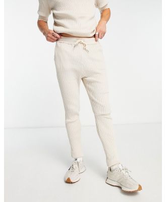 Sixth June rib knitted pants in beige-Neutra