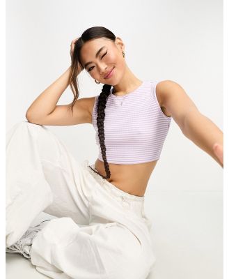 Sixth June sleeveless open back detail ribbed knit crop top in lilac-Purple