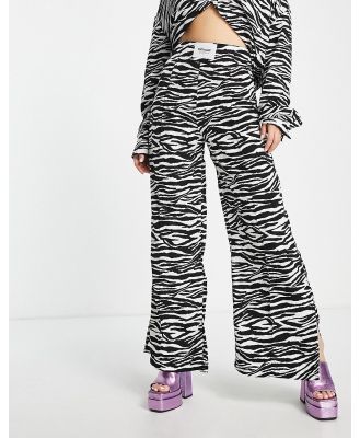 Sixth June zebra print wide leg pants in black and white (part of a set)
