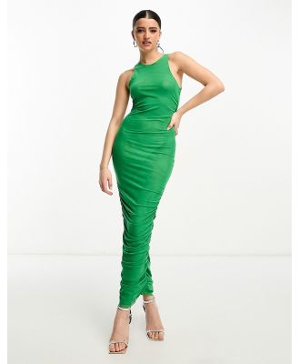 SNDYS slinky racer neck ruched maxi dress in green