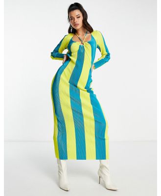 Something New maxi dress in blue and yellow stripe-Multi