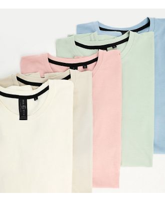 Soulstar Tall 5 pack t-shirts in blue, green, ecru, stone, pink-Multi