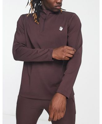 South Beach 1/4 zip sweatshirt in brown