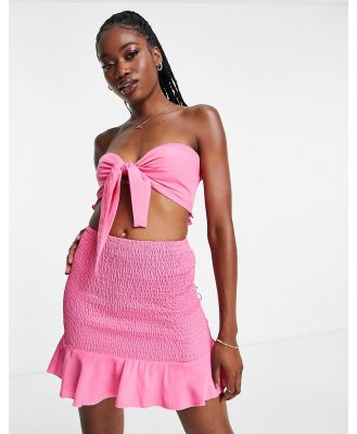 South Beach beach skirt and tie top co-ord set in pink