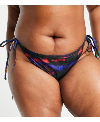 South Beach Curve Exclusive tie side bikini bottoms in multi print