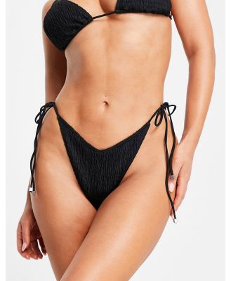South Beach exclusive mix and match crinkle string tie up bikini bottoms in black