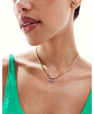 South Beach eye embellished chain choker necklace in gold